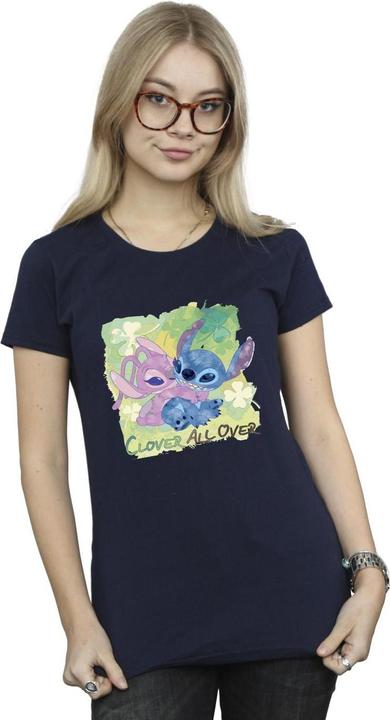 Actual product image Disney Womens/Ladies Lilo And Stitch St Patrick's Day Clover Cotton T-Shirt (XL)