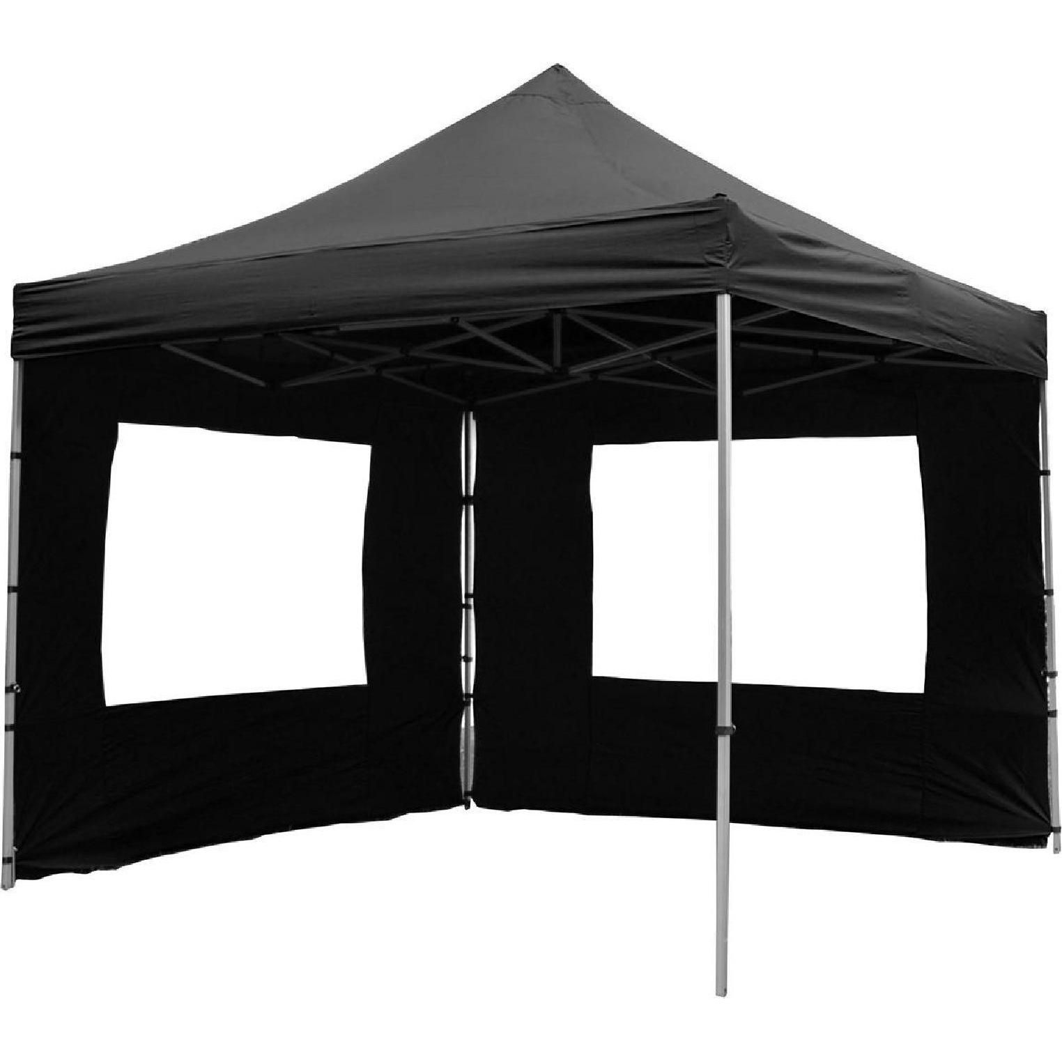 VCM, Pavillon, PROFI Faltpavillon Partyzelt mit 4 Seitenteilen 3x3 m schwarz wasserdichtes Dach (300 cm, 300 cm)