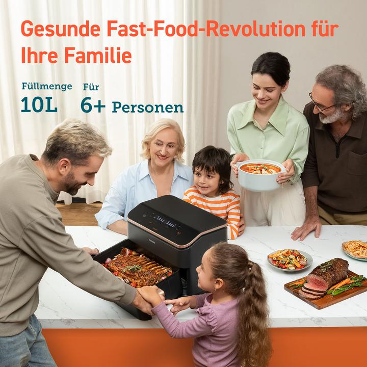 Produktbild Cosori TWINFRY Airfryer - xxl Hot Air Fryse 10 Liter - 2 Mahlzeiten gleichzeitig zubereitenTeiler- 6