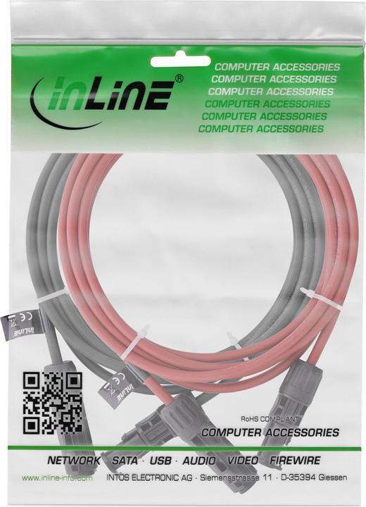 Image du produit InLine ® Solarkabel Verlängerungs-Set inkl. Solarstecker 6mm² schwarz/rot 7,5m (Câble solaire)