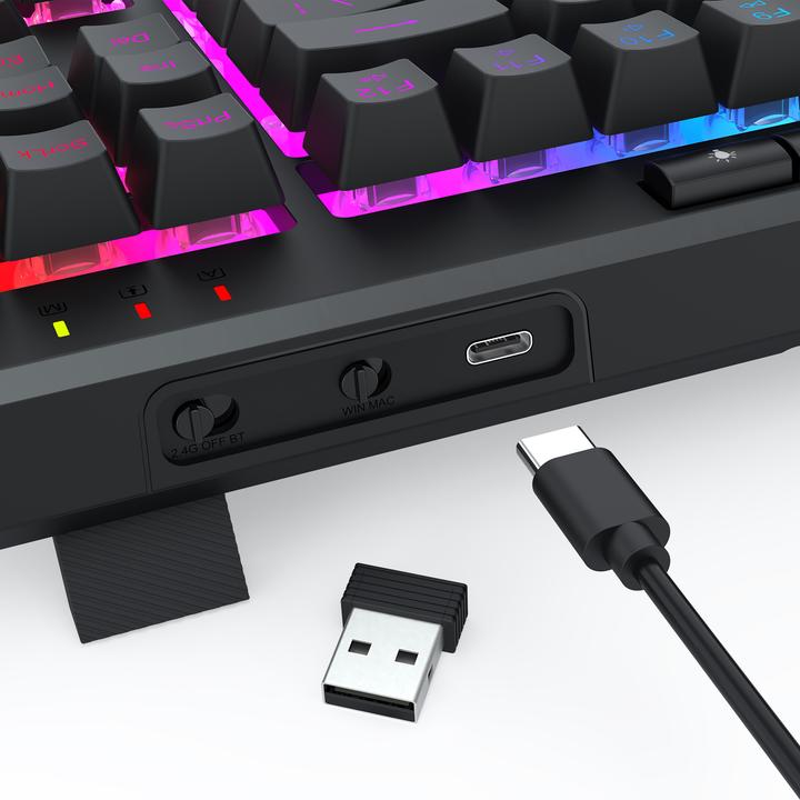 Actual product image Redragon K516RGB-PRO SHIVA PRO 87 (Eng. Int., Cable, Wireless)