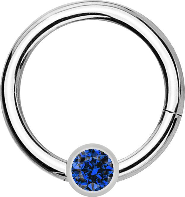 Produktbild Star Piercing Micro Segmentring klappbar silber mit Kugel Kristall dunkelblau (Chirurgenstahl 316L, ohne Messing)
