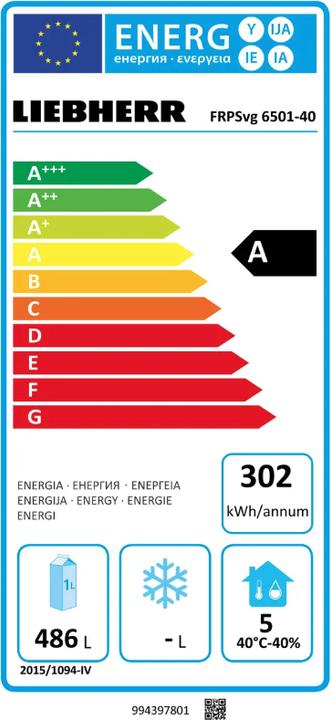 Energie-Label Liebherr Gewerbe-Kühlgerät (486 l)