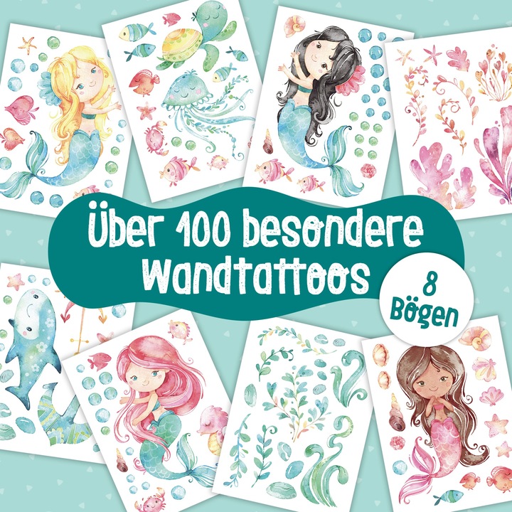 Image du produit Papierdrachen Autocollants muraux - sirène - set 1 (2 x 22 x 32 cm)