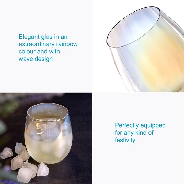 Produktbild Intirilife Trinkglas Set Regenbogen Schimmer Wellenform (0.38 l, 2 x)