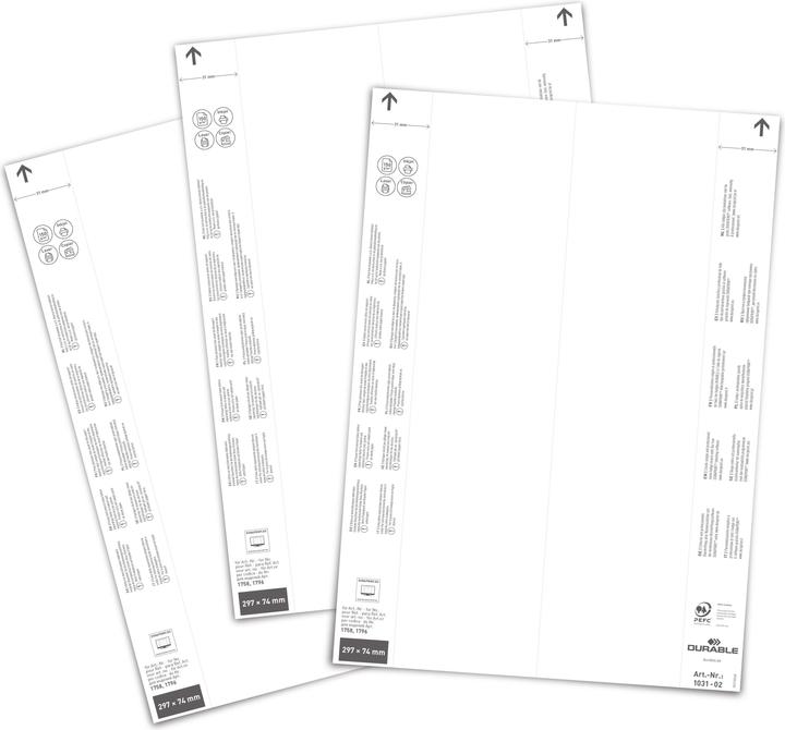 Actual product image Durable Insertable labels 297 x 74 mm for label pockets, 40 labels on A4 sheets, white, 103102