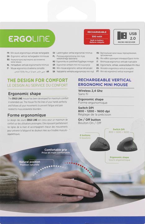 Image du produit T'nB Mini souris sans fil ergonomique verticale et rechargeable Ergo (Noir) (Sans fil)