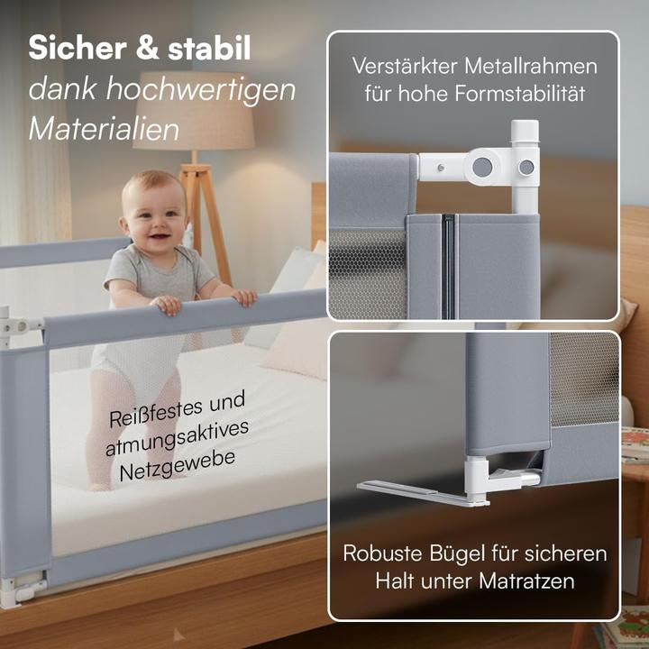 Actual product image Bellabino Rausfallschutz Bettgitter höhenverstellbar 180 cm (180 cm)