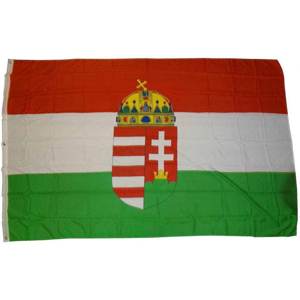 trends4cents, Fahne, Flagge Ungarn mit Wappen 90 x 150 cm Fahne mit 2 Ösen 100g/m² Stoffgewicht Hissflagge