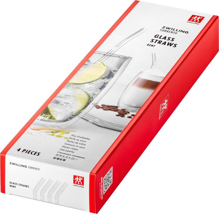 Produktbild Zwilling Strohhalme Glas transp. gebogen 4er Set, + Reinigungsbürste (4 x)