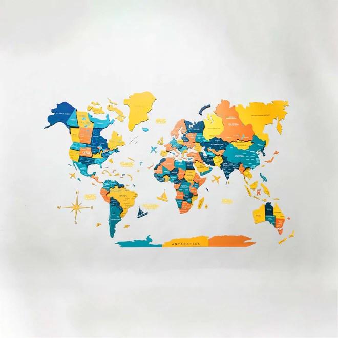 Actual product image Enjoy The Wood 3D world map (90 x 150 cm)
