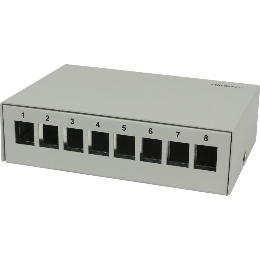 Synergy 21 Keystone Modulträger Patchpanel für 8x TP-Modul Aufputz Metall Lichtgrau, Server Zubehör, Grau
