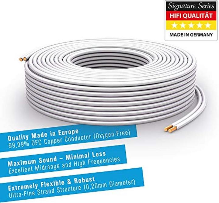 Actual product image Purelink Speaker cable, 2x2.5 mm² 50 m, white, OFC (50 m, 2.50 mm²)