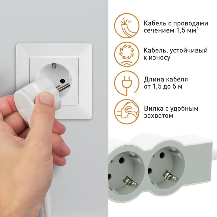 Produktbild Legrand Flache Steckdosenleiste, 4-fach Steckdose (4 x, CEE 7/3, CEE, 1.50 m)