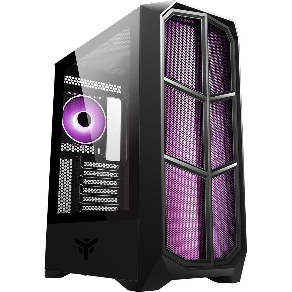 Itek Boitier Moyen Tour ATX compatible Vertibra Y210 RGB avec panneau vitré (Noir) (mATX, Mini-ITX, ATX), PC Gehäuse, Sc...