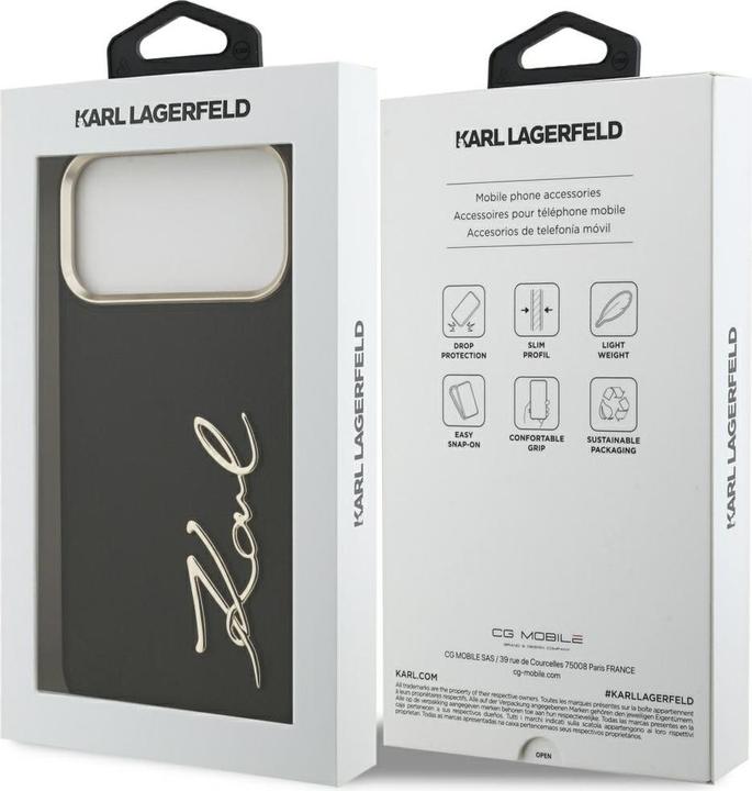 Immagine prodotto Karl Lagerfeld case PU leather case with Karl script logo and metal camera buttons for iPhone 17 Pro (Apple iPhone 17 Pro Max)