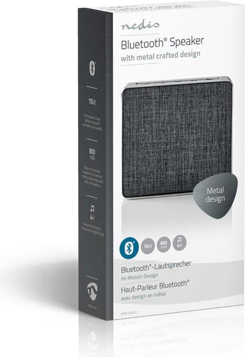 Produktbild Nedis SPBT-1002 Bluetooth Lautsprecher Gun Metal Grau (20 h, Akkubetrieb)