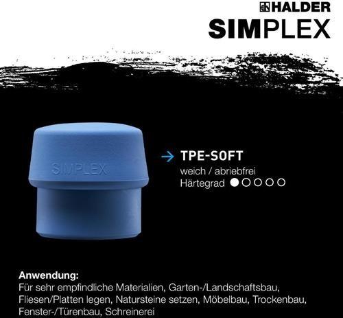 Actual product image Halder Soft faced hammer 850 60mm TPE-soft/TPE-mid AL housing Simplex (850 g)
