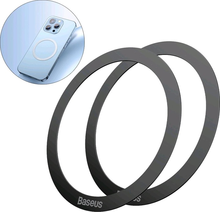Immagine prodotto Baseus Anello metallico magnetico della serie Halo (2 pezzi/confezione) Nero