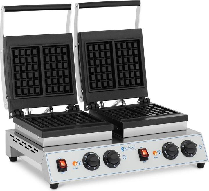 Produktbild Royal Catering Doppel-Waffeleisen belgisches Waffeleisen Waffelmaschine rechteckig 2 x 1.500 W