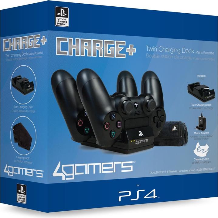 4Gamers Charge+ Twin Charging Dock with Cleaning Cloth (PS4)
