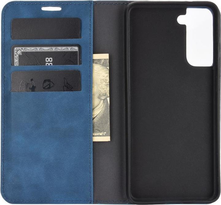 Image du produit Cover-Discount Galaxy S21 - Silky Stand Flip Case Cover bleu foncé (Samsung Galaxy S21)