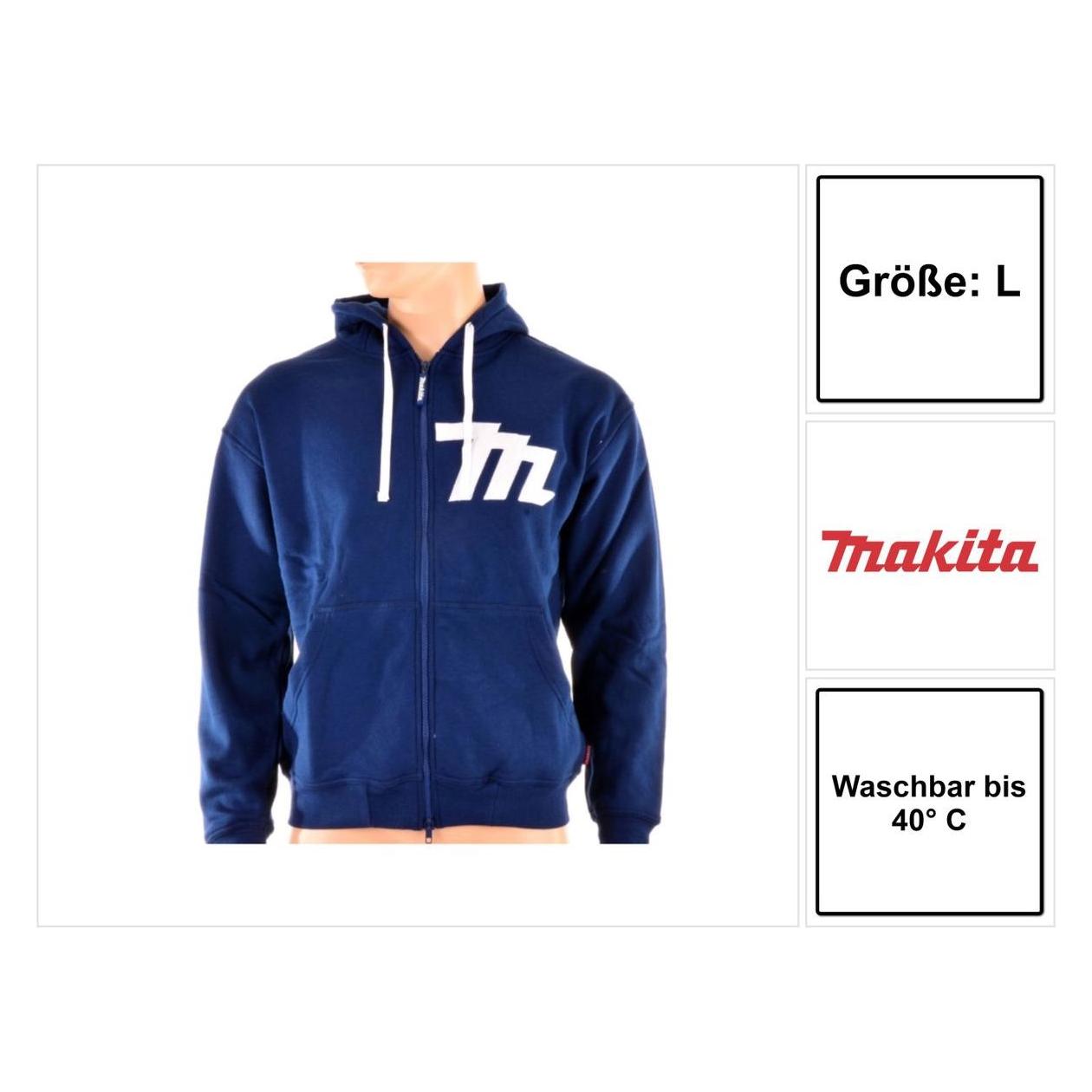 Makita, Werkjas, Hoodie Met Rits Maat L ( 98P145 ) Kleur Blauw (L)