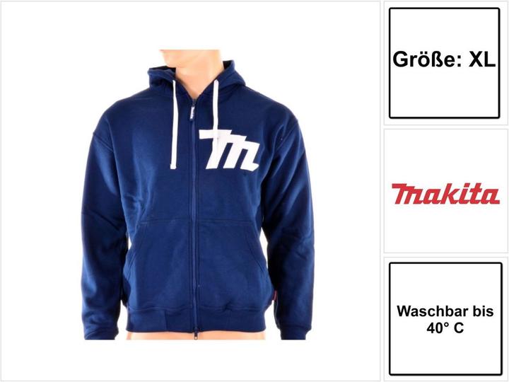 Produktbild Makita Hoodie mit Reissverschluss Grösse XL ( 98P145XL ) Farbe Blau (XL)