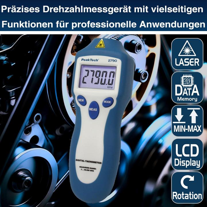 Produktbild Peaktech P 2790 Drehzahlmessgerät (Messgerätkoffer)