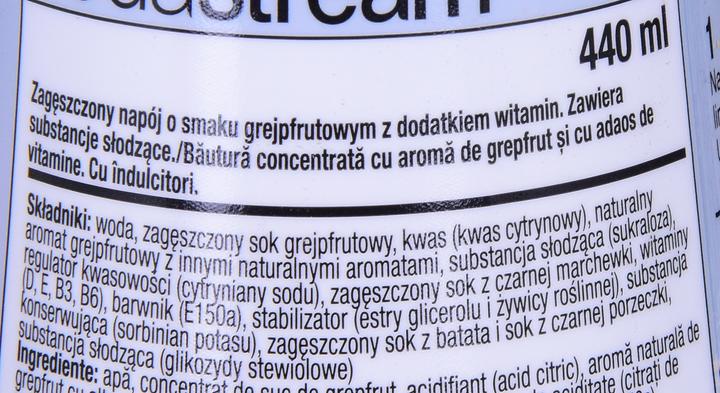 Valori nutrizionali e ingredienti SodaStream Sciroppo di pompelmo rosa ZERO 440ML (1 x 44 cl)