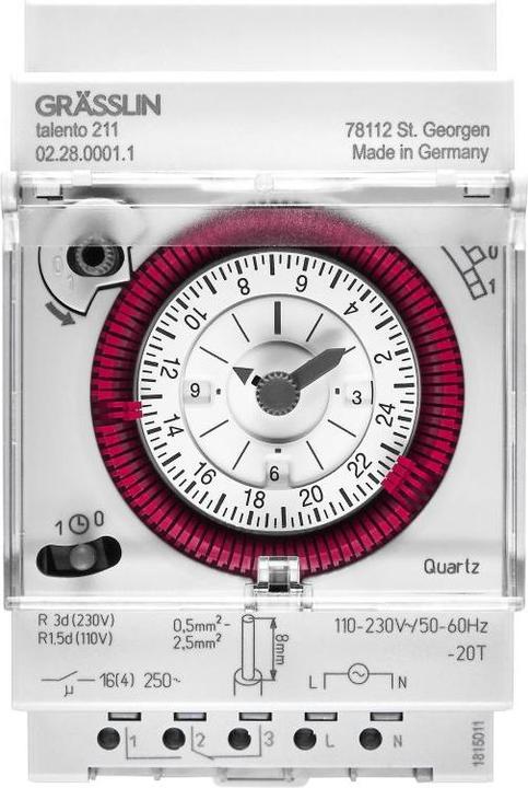 Produktbild Elbro REG-Schaltuhr talento 211 1-0-Uhr plombierbar mit Steckklemmen