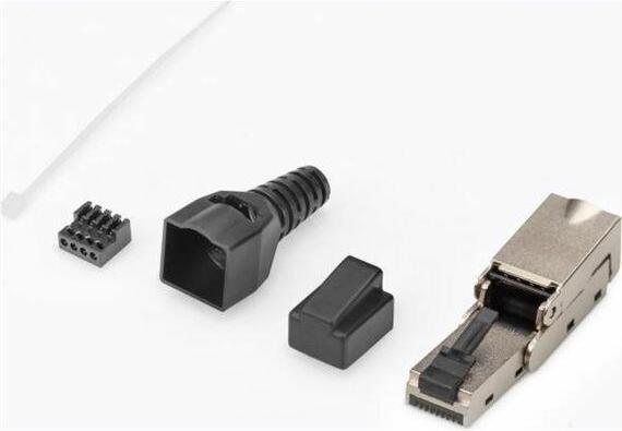 Actual product image Digitus CAT 6A Field Termination Plug bendable, STP with dust cap, bend relief (Network cable plug)