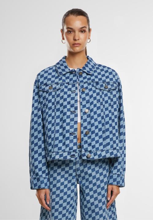 Actual product image Urban Classics Ladies 80's Oversized Laser Printed Denim Jacket - 166871 (XXL)