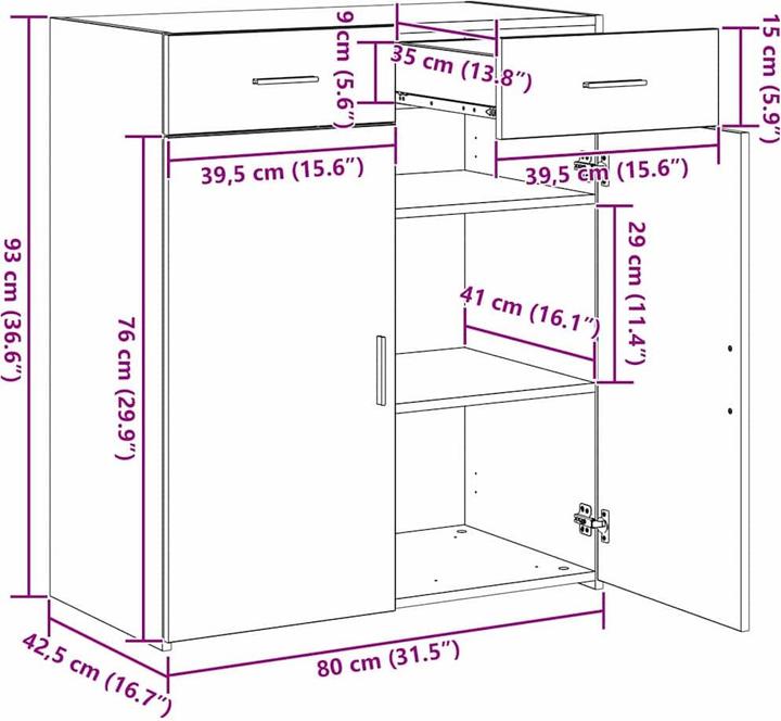 Image du produit vidaXL Schrank aus Holzwerkstoffen (42.50 x 42.50 x 93 cm)