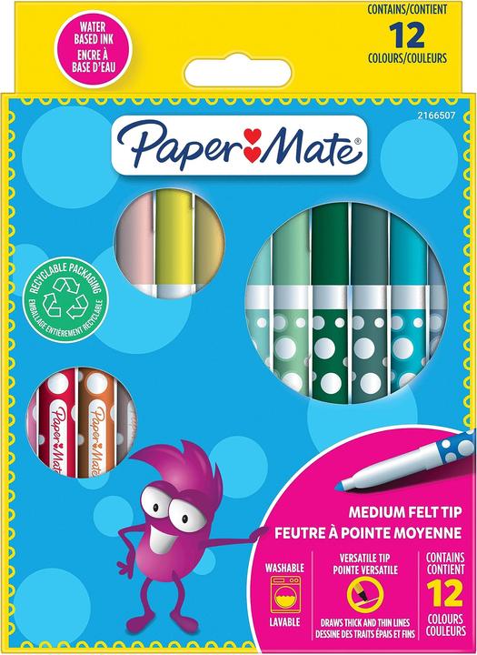 Produktbild Paper Mate Filzstifte Kids Colouring Bunt 12er M Blister (12 x)