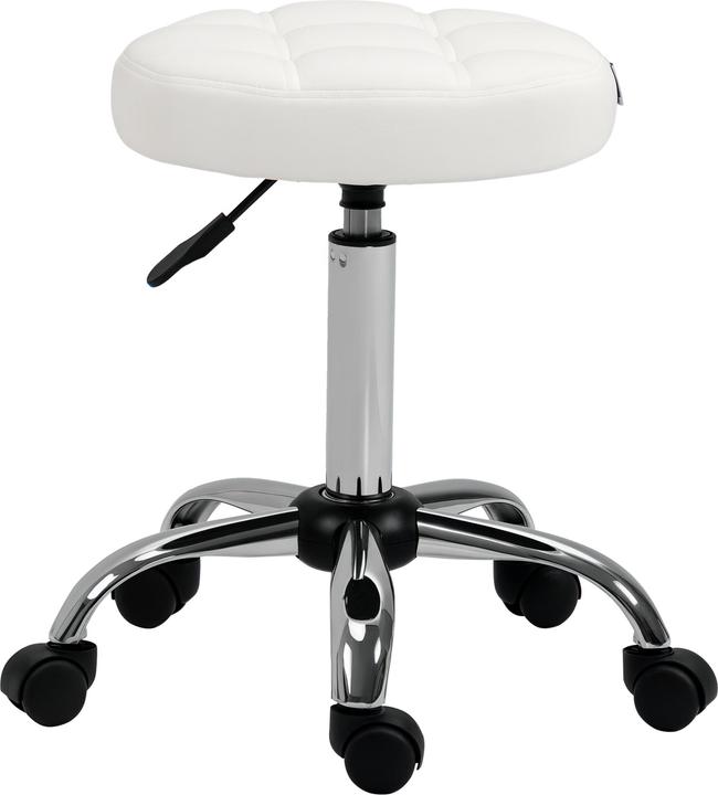 Homcom Rollhocker Kunstleder, Stahl Weiss