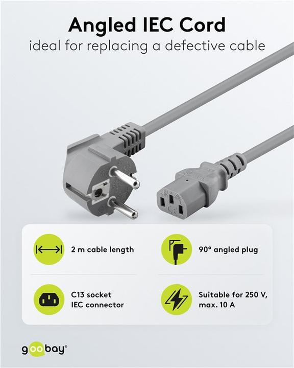 Productafbeelding Goobay Voedingskabel IEC 60320 C13 naar CEE 7/7 (2 m)