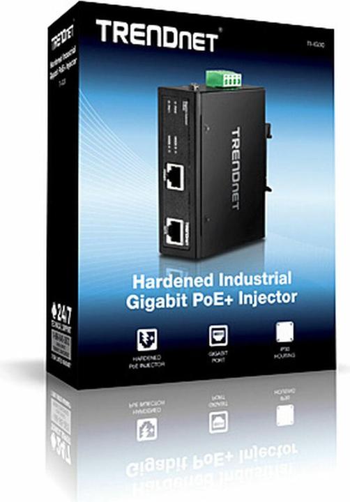 Produktbild Trendnet TI-IG30 PoE+ Injector Industrial Gigabit (802.3af (PoE), 802.3at (PoE+), 30 W)