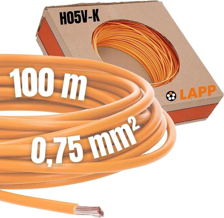 Actual product image Lapp 100 metres 4510092 H05V-K 0.75 mm² orange I Wiring cable I Flexible core cable I PVC On (100 m)