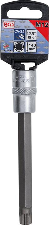 Actual product image BGS Bit Socket length 140 mm 12.5 mm (1/2") Drive Spline (for XZN) M12 (12.5 mm)