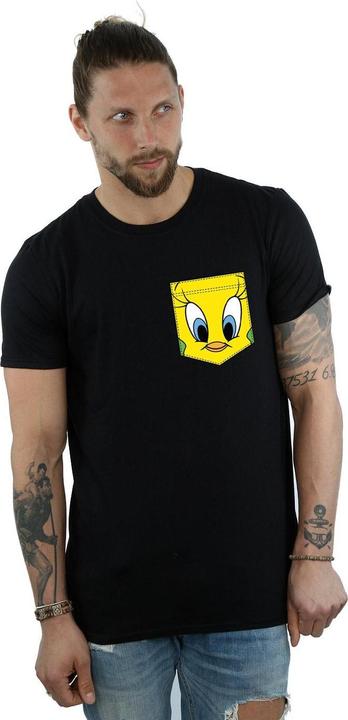 Immagine prodotto Looney Tunes Tweety Pie Face Faux Pocket Maglietta Uomo (L)