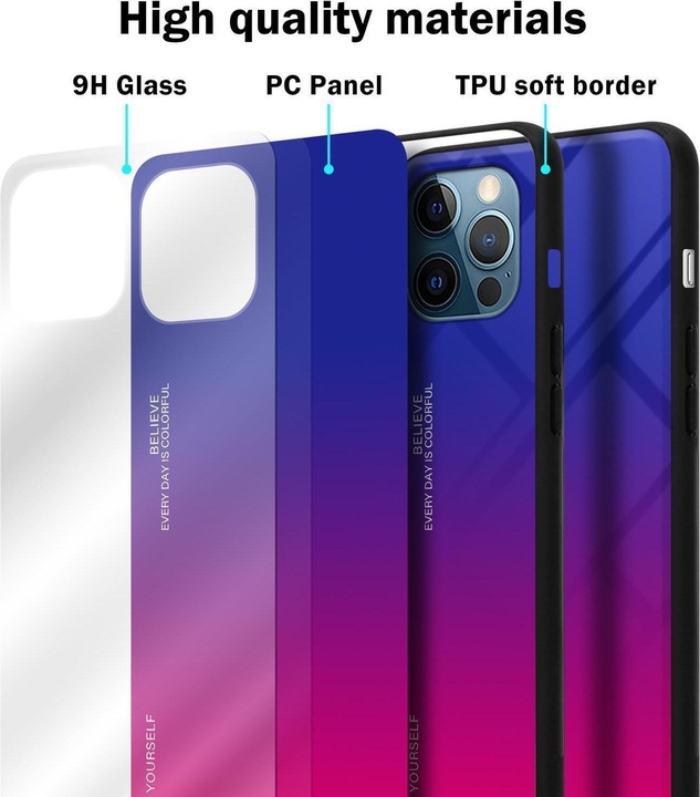 Productafbeelding Cadorabo TPU 2 Kleuren Glazen Hoesje (Apple iPhone 13 Pro)