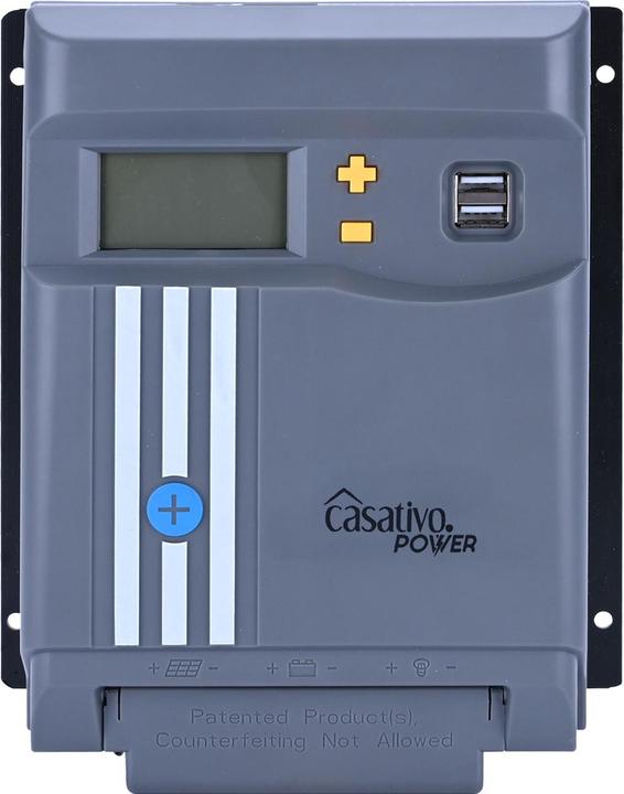 Image du produit Casativo Régulateur de charge solaire MPPT pour batterie 12/24V, 40A, y compris 2 ports USB-A, écran LCD