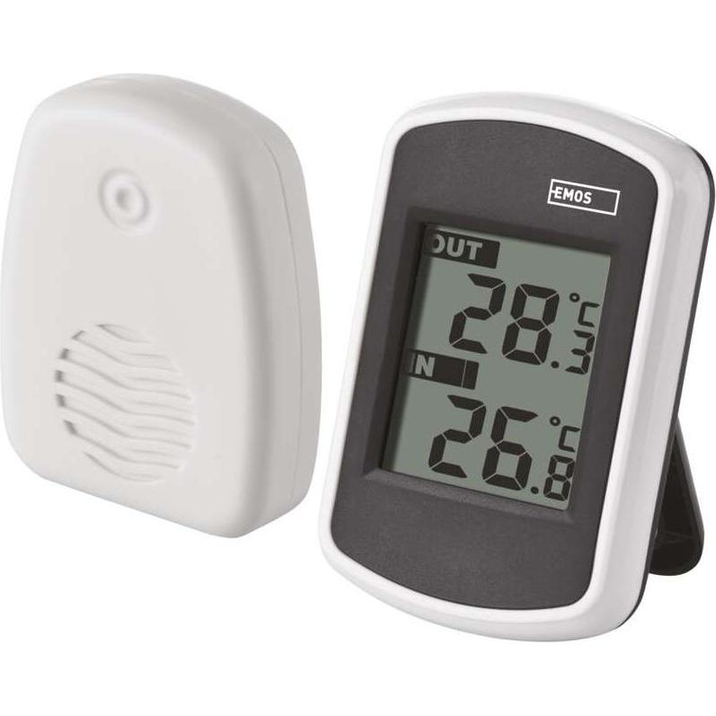 Emos Digitales drathloses Thermometer E0042, Thermometer + Hygrometer, Weiss, Schwarz