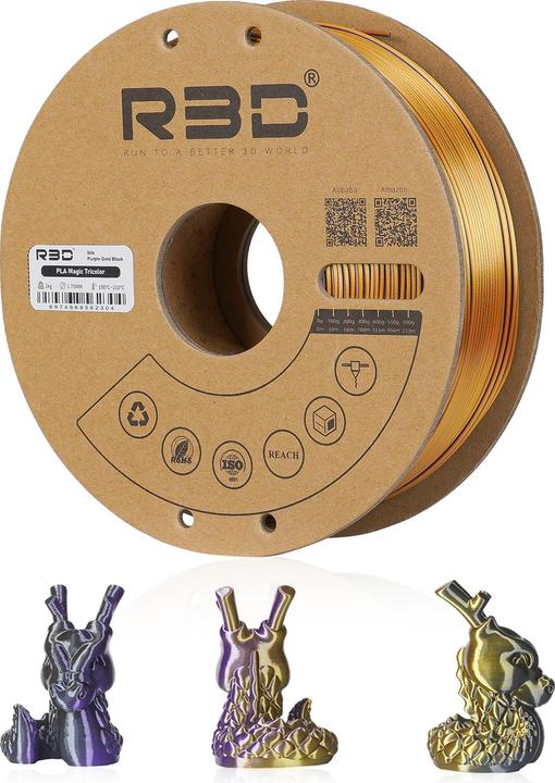 Produktbild R3D eSilk Mystic-PLA Schwarz-Gold-Purple Filament 1.75mm 1Kg (PLA, 1.75 mm, 1000 g)