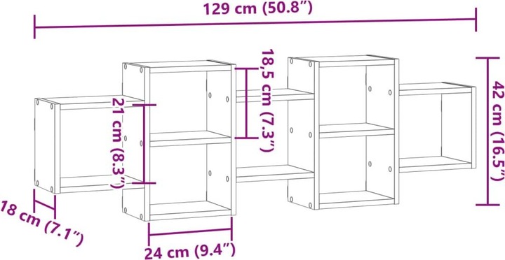 Valori nutrizionali e ingredienti VidaXL Scaffale a muro (129 x 18 x 42 cm)