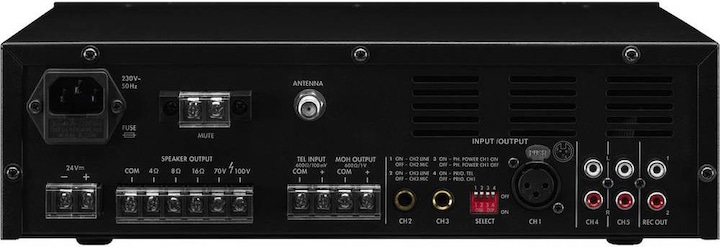 Produktbild Monacor ELA-Mono-Class-D-Mischverstärker 60 W, MP3, USB/SD, FM, DAB+, BT (Röhren-Endstufe)