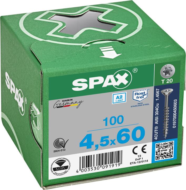 Actual product image Spax A2 Countersunk Multi-Head T-Star Plus T20 Partially Threaded (100 Screws per piece)
