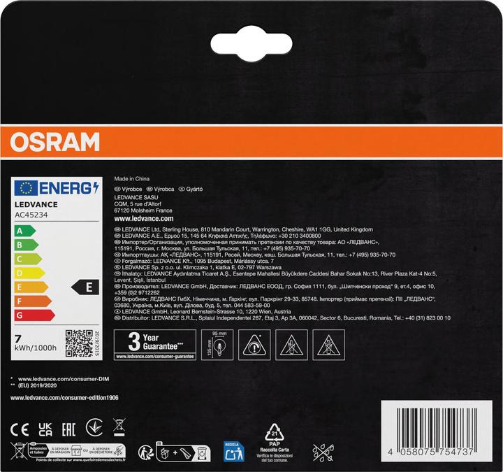 Produktbild Osram Vintage 1906 (E27, 6.50 W, 725 lm, 2 x, E)