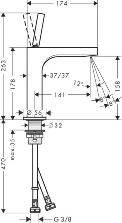 Produktbild Axor Citterio Einhebel-Waschtischmischer 160, ohne Ablaufgarnitur, Ausladung 141mm